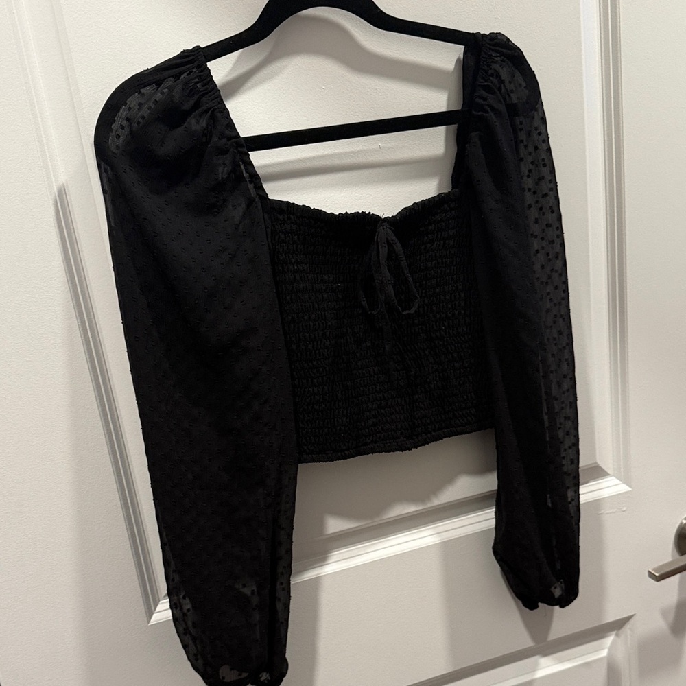 Marshalls Black Sheer Sleeve Blouse